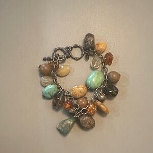 Silpada Multistone Charm Bracelet in Turquoise, Brown & Amber